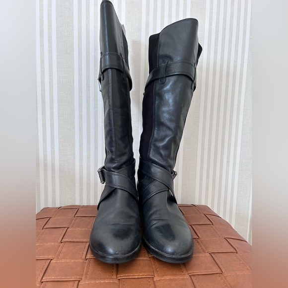 Cole Haan Nike Air Whitley Bukle Boots Moto Women’s Size 8.5 Knee High Black - Picture 6 of 11